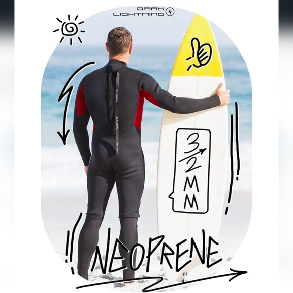 Men's Black Neoprene Wetsuit NWT - Picture 2 of 16
